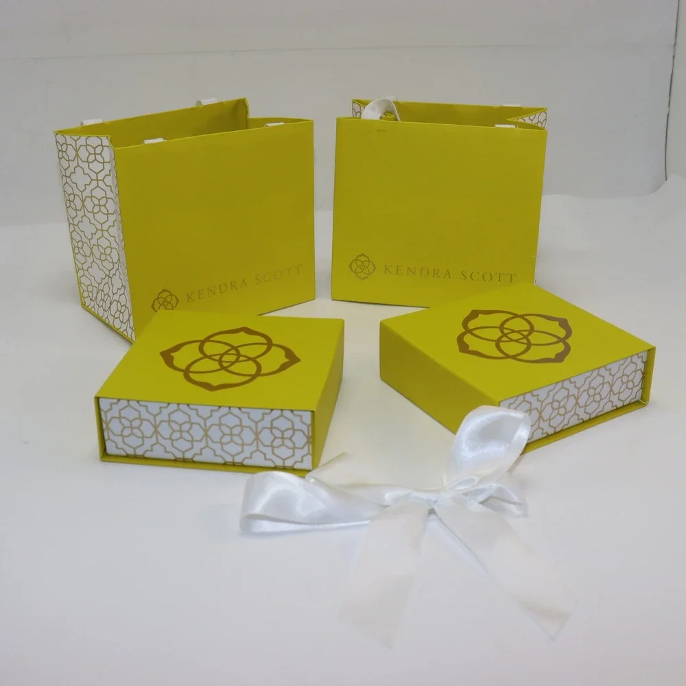 Kendra Scott Jewelry Gift Packaging Set Yellow Womens Boxes Bags Ribbon